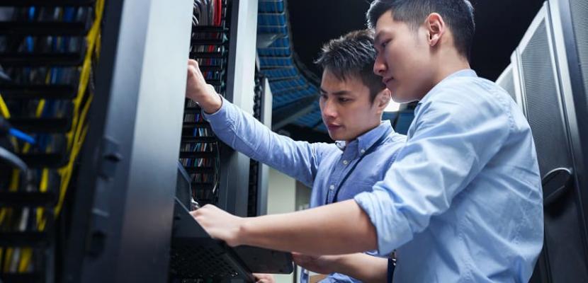 Two men-in server room